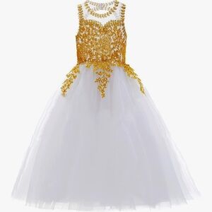 Elegant White and Gold Dress
